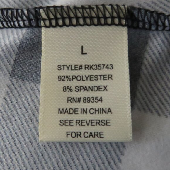 NWT No Comment Black & White Checkered Adjustable-Sleeves Button-Up Top Size L - Picture 9 of 9